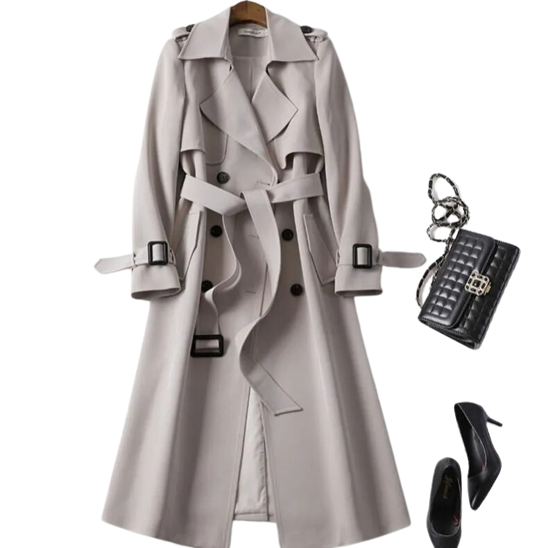 Tovaeen | Women's Elegant Trench Coat — Gray