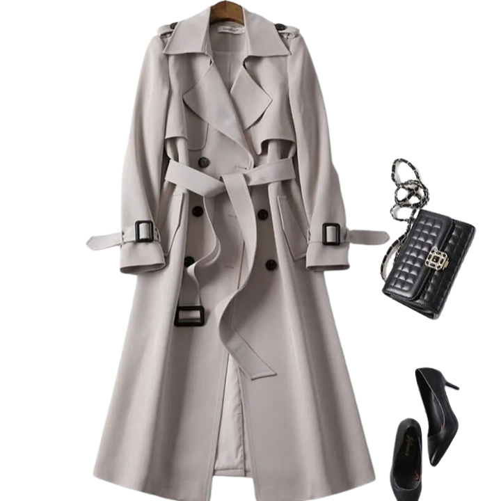 Tovaeen | Women's Elegant Trench Coat — Gray