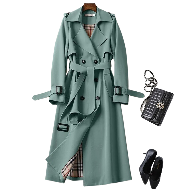 Tovaeen | Women's Elegant Trench Coat — Green