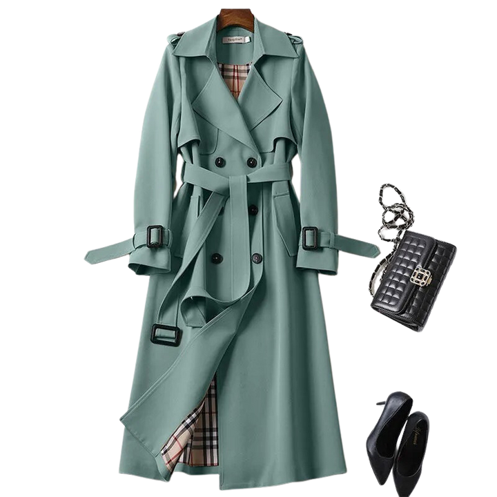 Tovaeen | Women's Elegant Trench Coat — Green