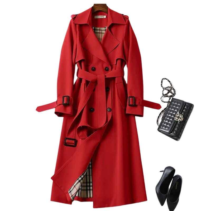 Tovaeen | Women's Elegant Trench Coat — Red