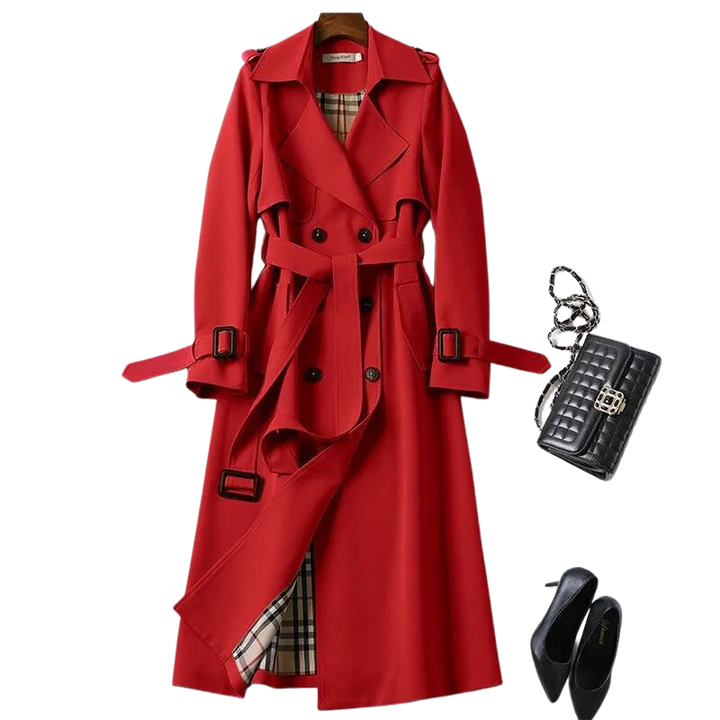 Tovaeen | Women's Elegant Trench Coat — Red