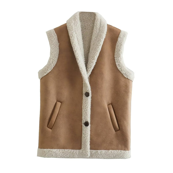 Tovaella | Women's Casual Stretch Premium and Warm Faux Fur Vest Top — M