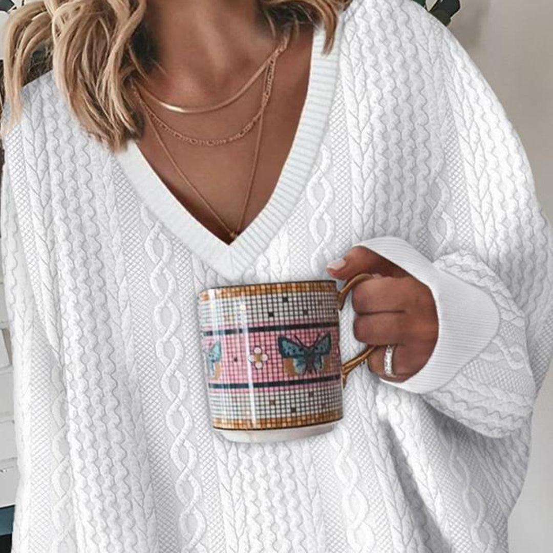 Tovaessa | Women's Cozy oversized Cable Knit Sweater — 2
