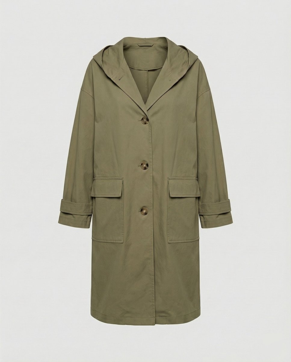 Tovalia | Women's Elegant and Casual Waterproof Hooded Trench Coat — Green