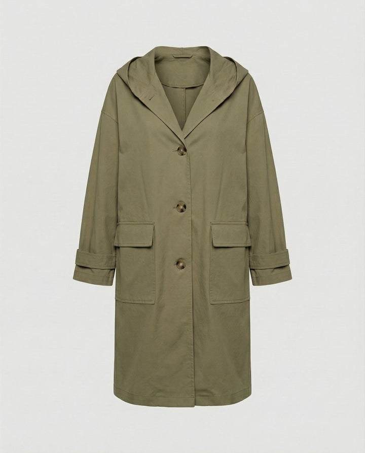 Tovalia | Women's Elegant and Casual Waterproof Hooded Trench Coat — Green