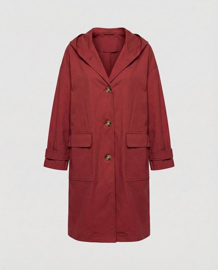 Tovalia | Women's Elegant and Casual Waterproof Hooded Trench Coat — Red