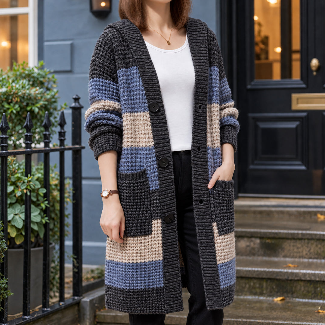 Tovalyn | Women's Chunky Wool Knit Longline Hooded Cardigan