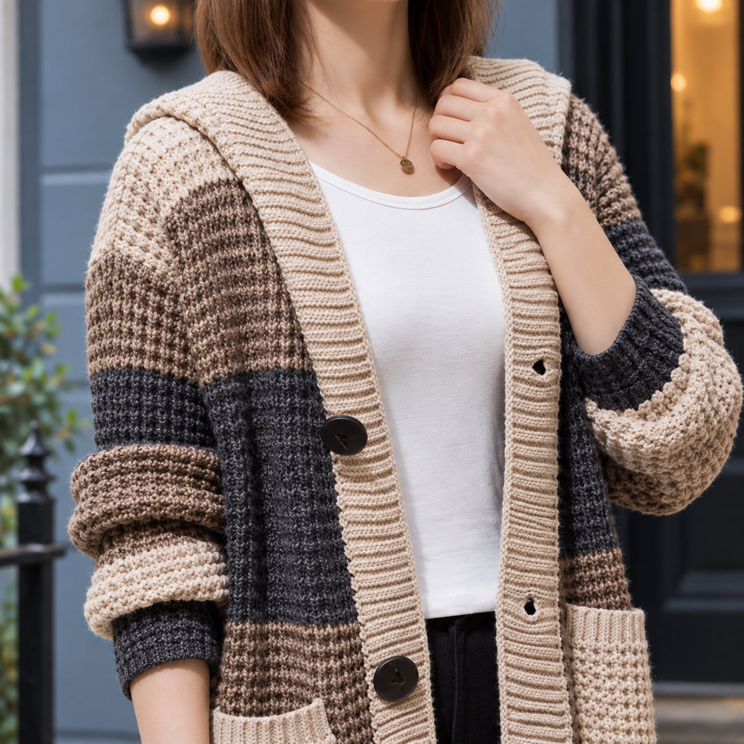 Tovalyn | Women's Chunky Wool Knit Longline Hooded Cardigan