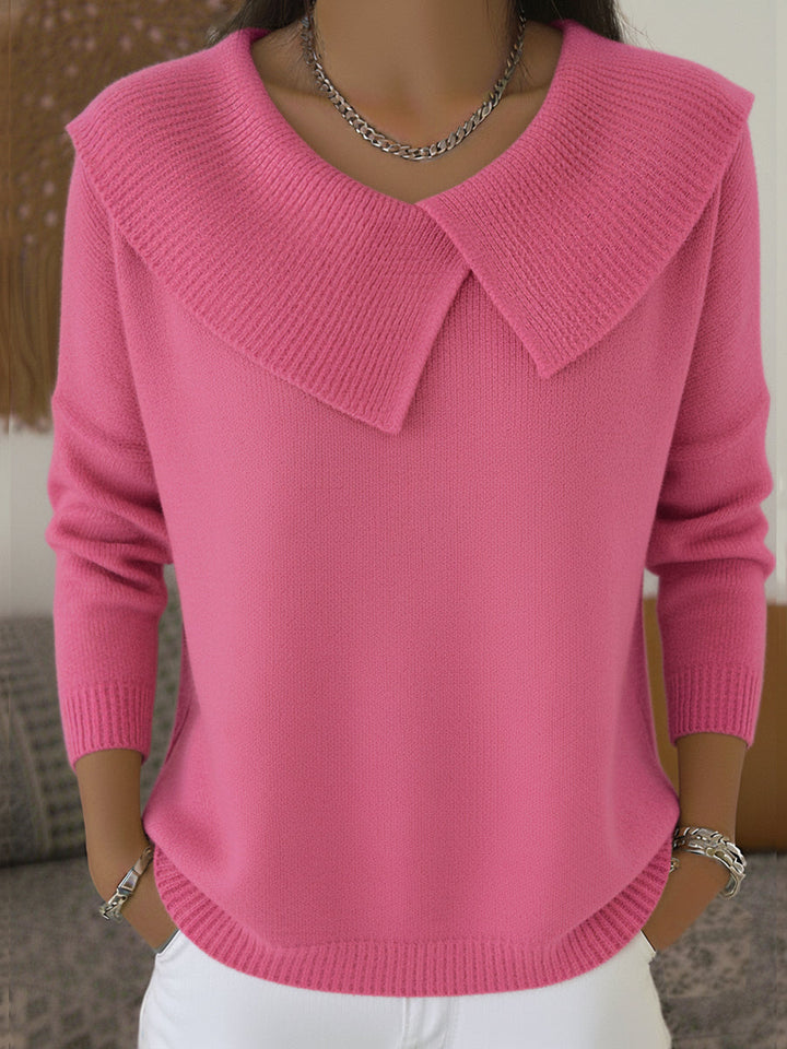 Tovavanne | Women's Knit Cozy Warm Sweater with Soft Collar — Pink