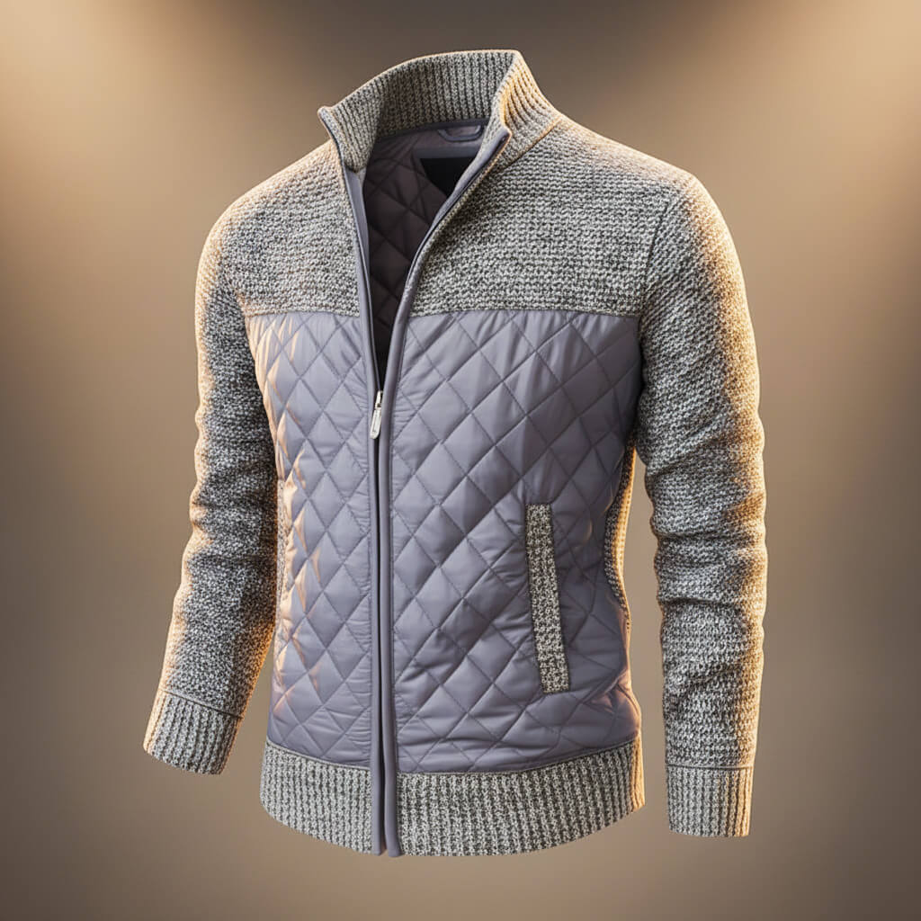 Ulric | Men's Quilted Chenille Jacket — Light Gray