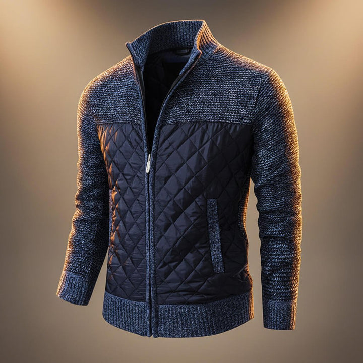 Ulric | Men's Quilted Chenille Jacket — Navy Blue
