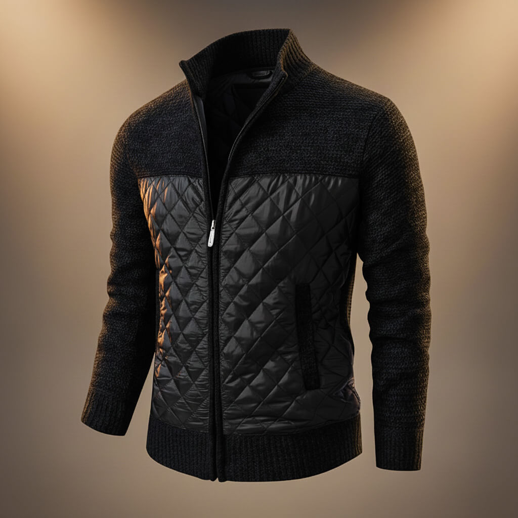 Ulric | Men's Quilted Chenille Jacket — Obsidian Black