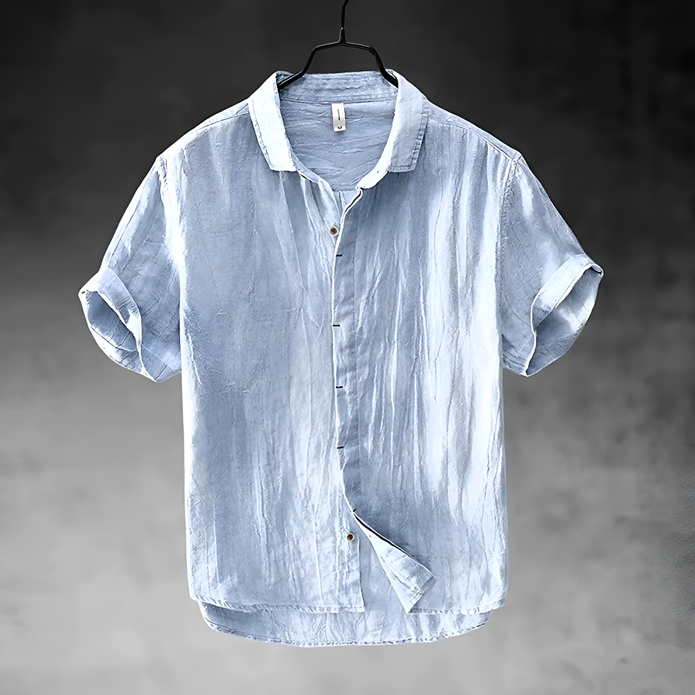 Ulysses | Men's Denim High-Waist Casual Short Sleeve Shirt with Button Front — 2