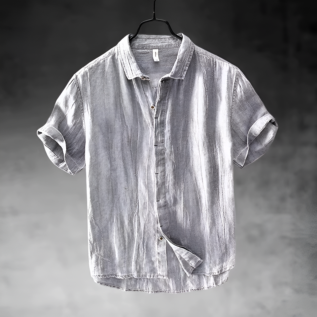 Ulysses | Men's Denim High-Waist Casual Short Sleeve Shirt with Button Front — Gray