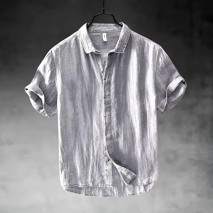 Ulysses | Men's Denim High-Waist Casual Short Sleeve Shirt with Button Front — Gray