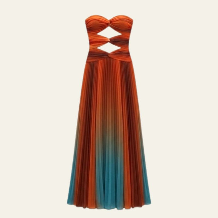 Una | Women's Wedding Guest Elegant The Santorini Cut-Out Ombré Maxi Dress Dresses — 1