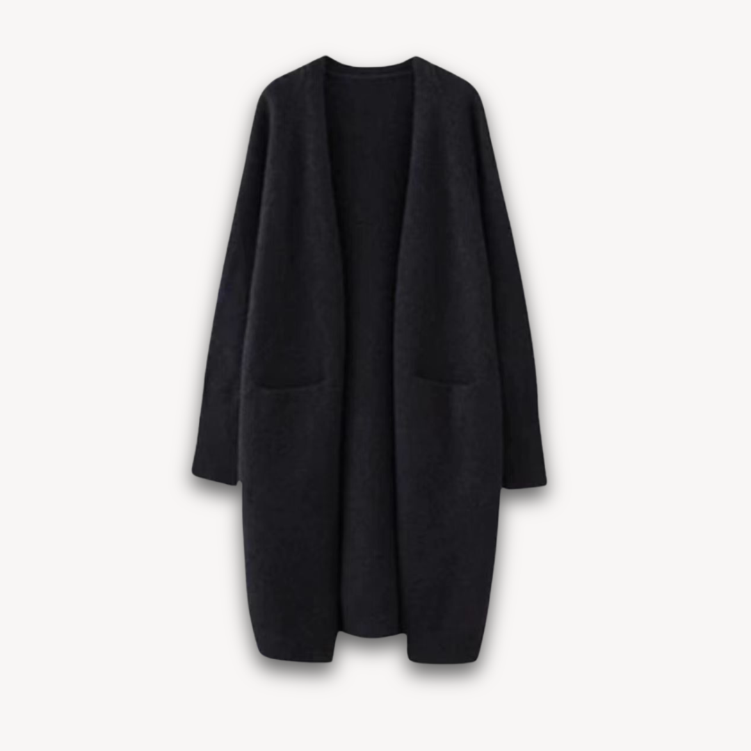 Unalyn | Women's Knit Cozy Longline Open Front Cardigan for Versatile Wear Sweaters — Black