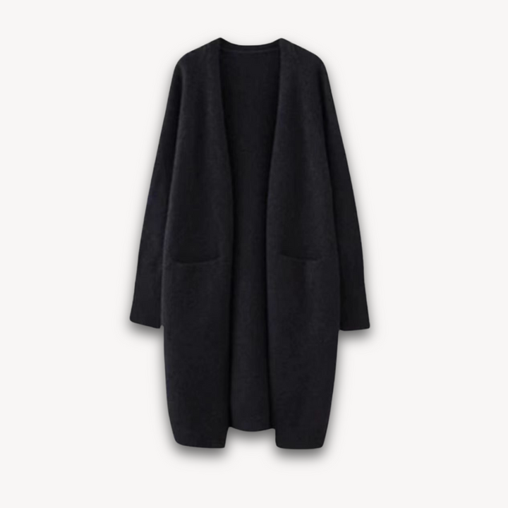 Unalyn | Women's Knit Cozy Longline Open Front Cardigan for Versatile Wear Sweaters — Black