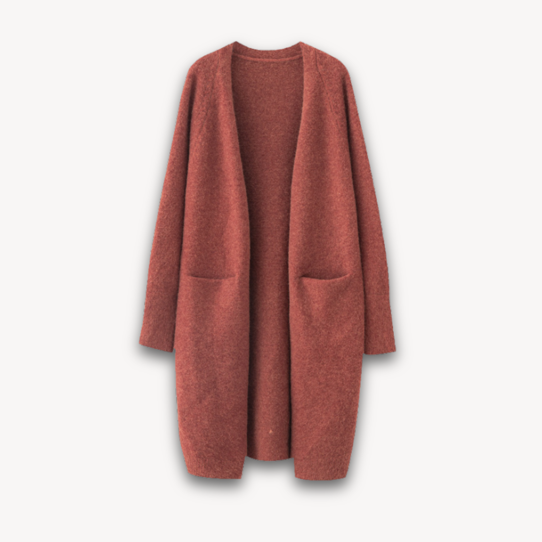 Unalyn | Women's Knit Cozy Longline Open Front Cardigan for Versatile Wear Sweaters — Red