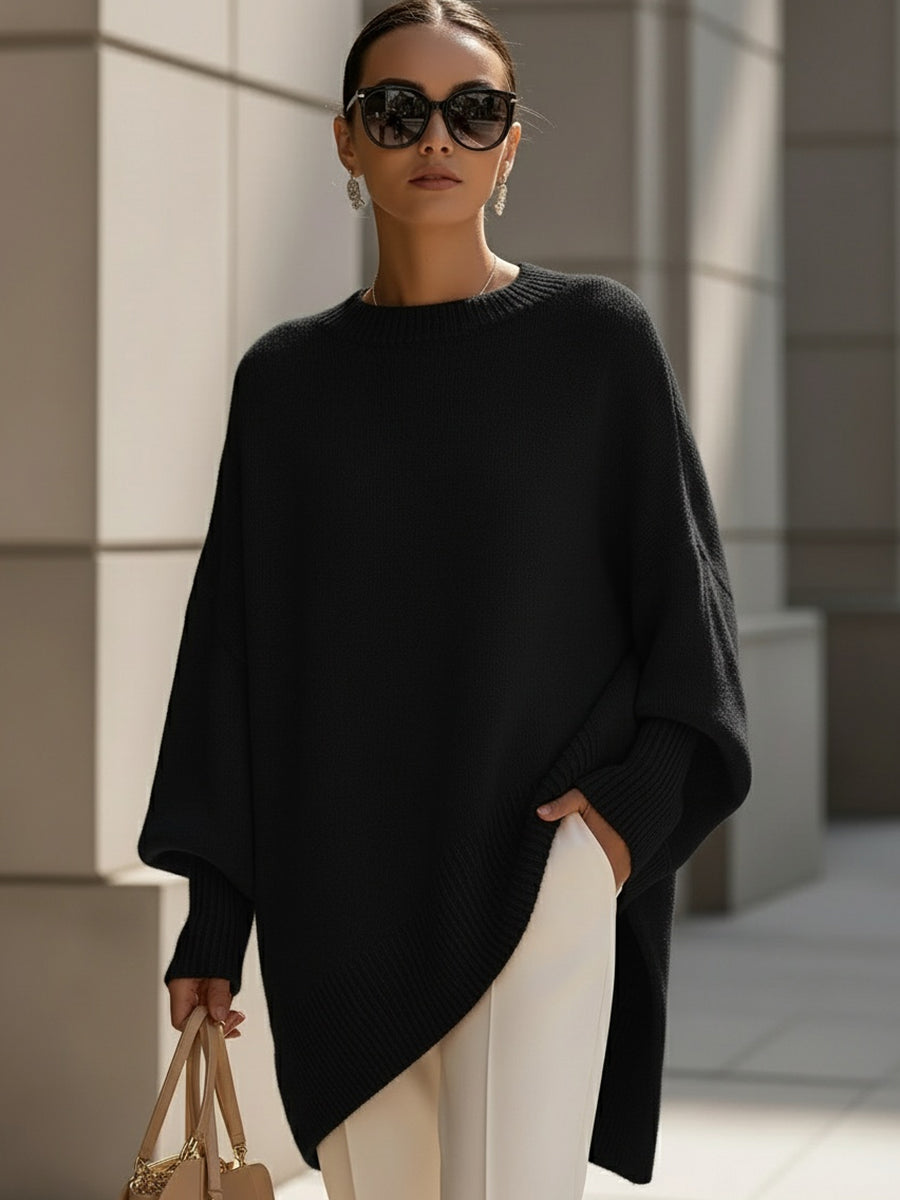 Unania | Women's Knit Cozy Sophisticated Wool Blend Sweater — Black