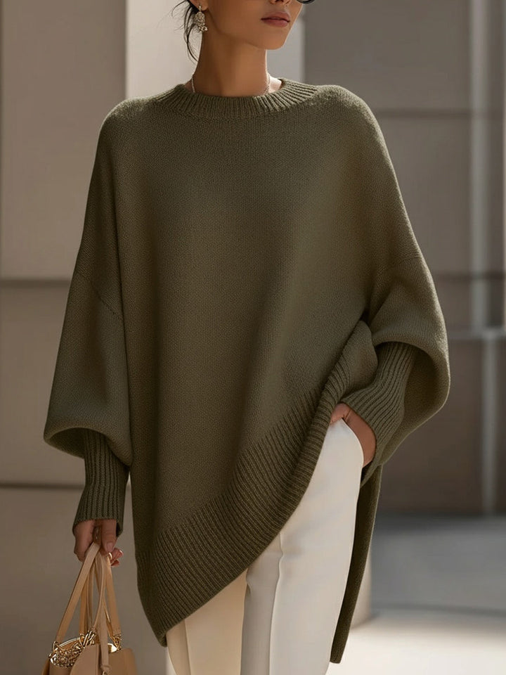 Unania | Women's Knit Cozy Sophisticated Wool Blend Sweater — Olive Green