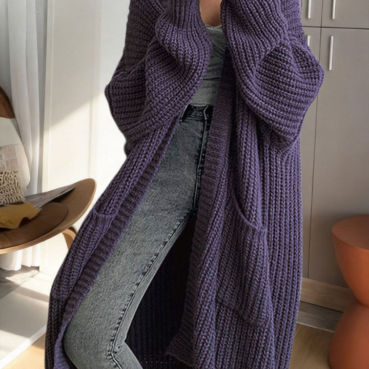 Valereth | Women's Cozy Oversized Longline Duster Cardigan with Pockets — Violet Blue