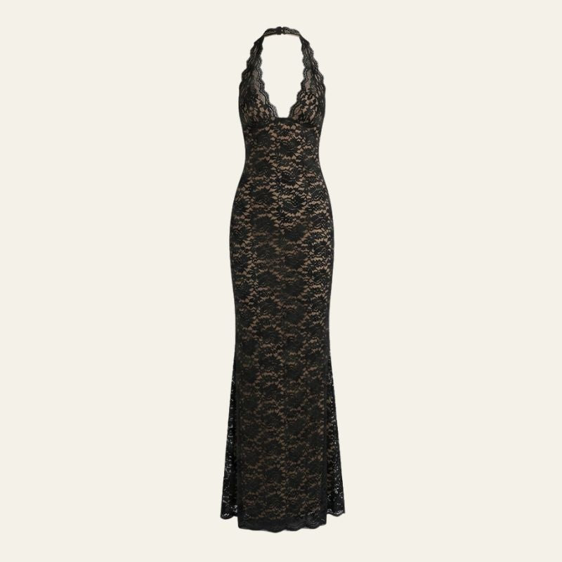 Vera | Women's Cozy The Santorini Textured Knit Halter Gown Sweaters — 1