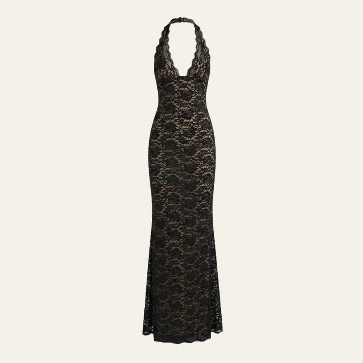 Vera | Women's Cozy The Santorini Textured Knit Halter Gown Sweaters — 1