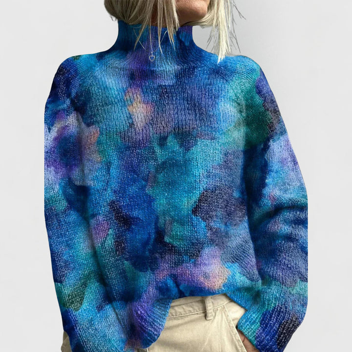 Verenalyn | Women's Cozy Knit Sweater Turtleneck Relaxed Fit — Blue
