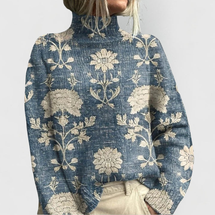 Verenalyn | Women's Cozy Knit Sweater Turtleneck Relaxed Fit — Light Blue