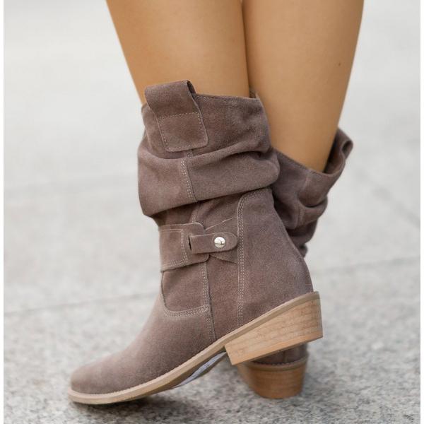 Vesperbelle | Women's Slouch Ankle Boots With Fold-Over Cuff — Scottish Brown