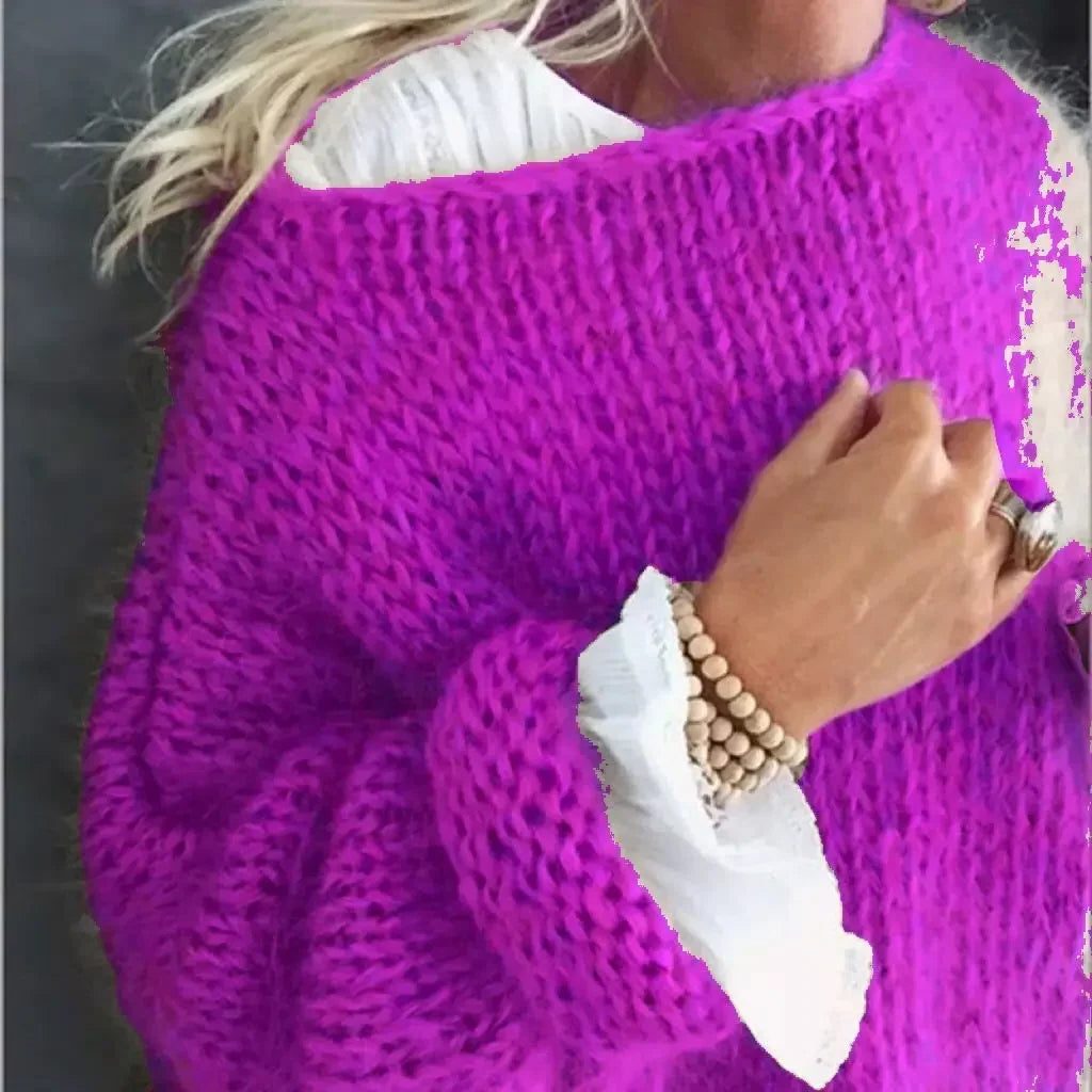 Vesperetta | Women's Cozy Mohair Knit Oversized Sweater for — Purple