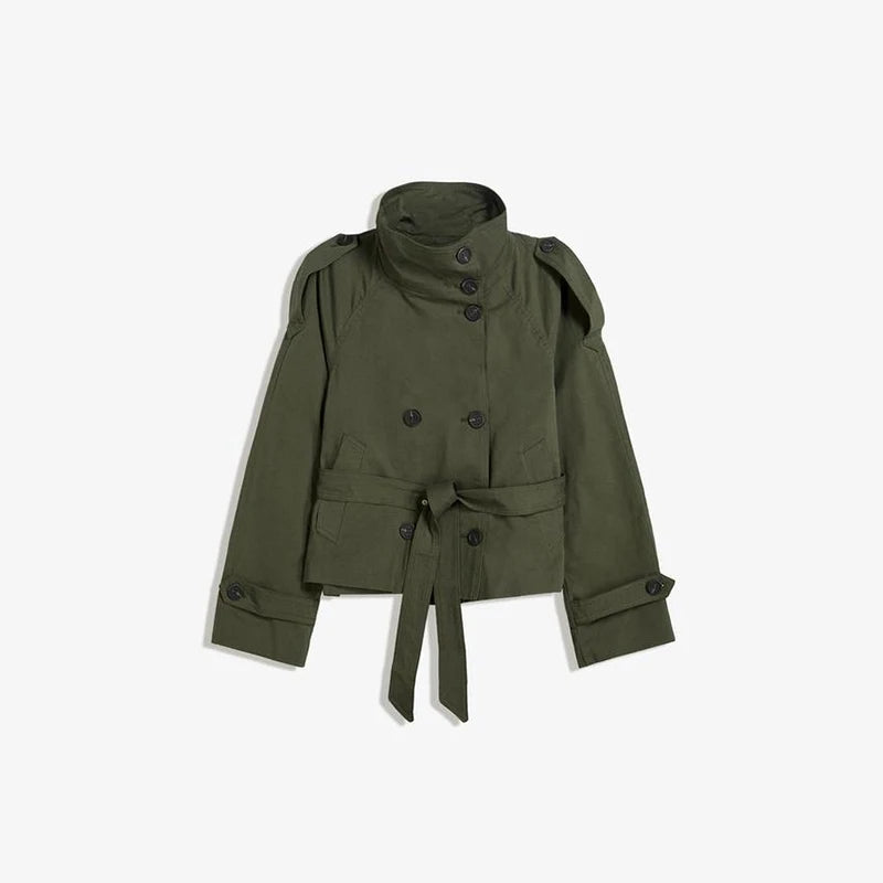 Vespermira | Women's Casual Stand Collar Coat — green
