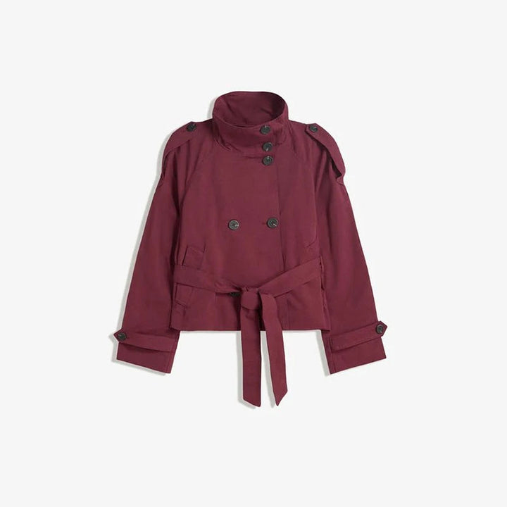 Vespermira | Women's Casual Stand Collar Coat — wine red