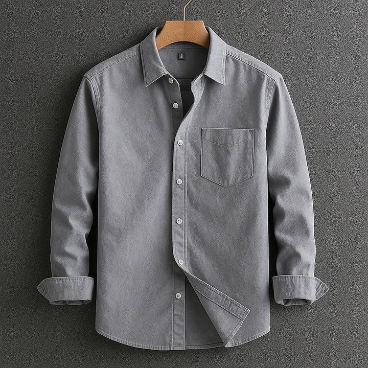 Vincenzo | Men's Button-Up Casual Classic Button Down Shirt with Turn-Down Collar — Gray