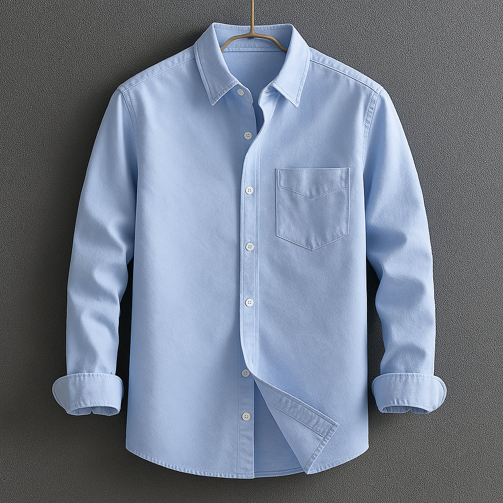 Vincenzo | Men's Button-Up Casual Classic Button Down Shirt with Turn-Down Collar — Light Blue