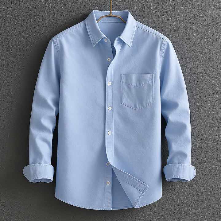 Vincenzo | Men's Button-Up Casual Classic Button Down Shirt with Turn-Down Collar — Light Blue