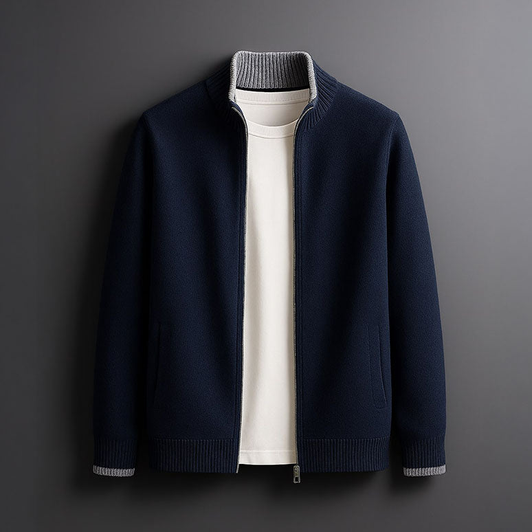 Vittorio | Men's Knit Cozy ELEGANT ZIP CARDIGAN Sweaters — Blue