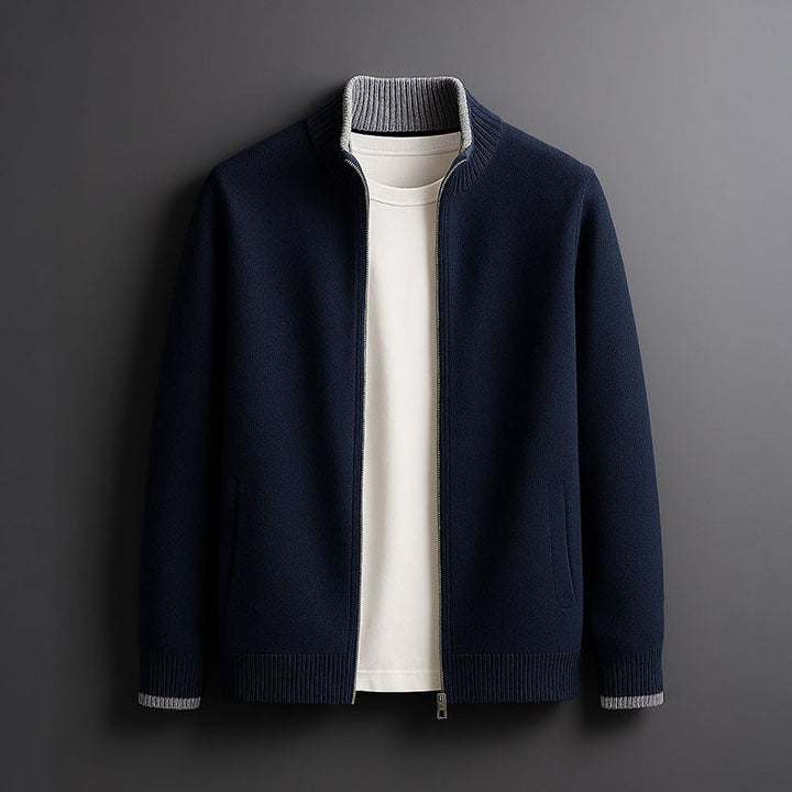 Vittorio | Men's Knit Cozy ELEGANT ZIP CARDIGAN Sweaters — Blue