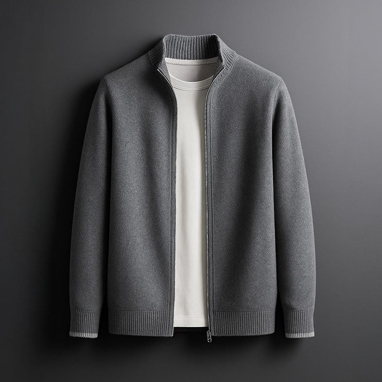Vittorio | Men's Knit Cozy ELEGANT ZIP CARDIGAN Sweaters — Gray