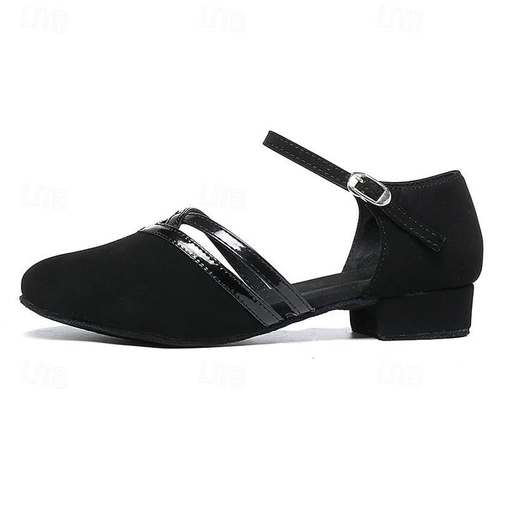 Dance shoes heel detail close-up on minimal plain background scene