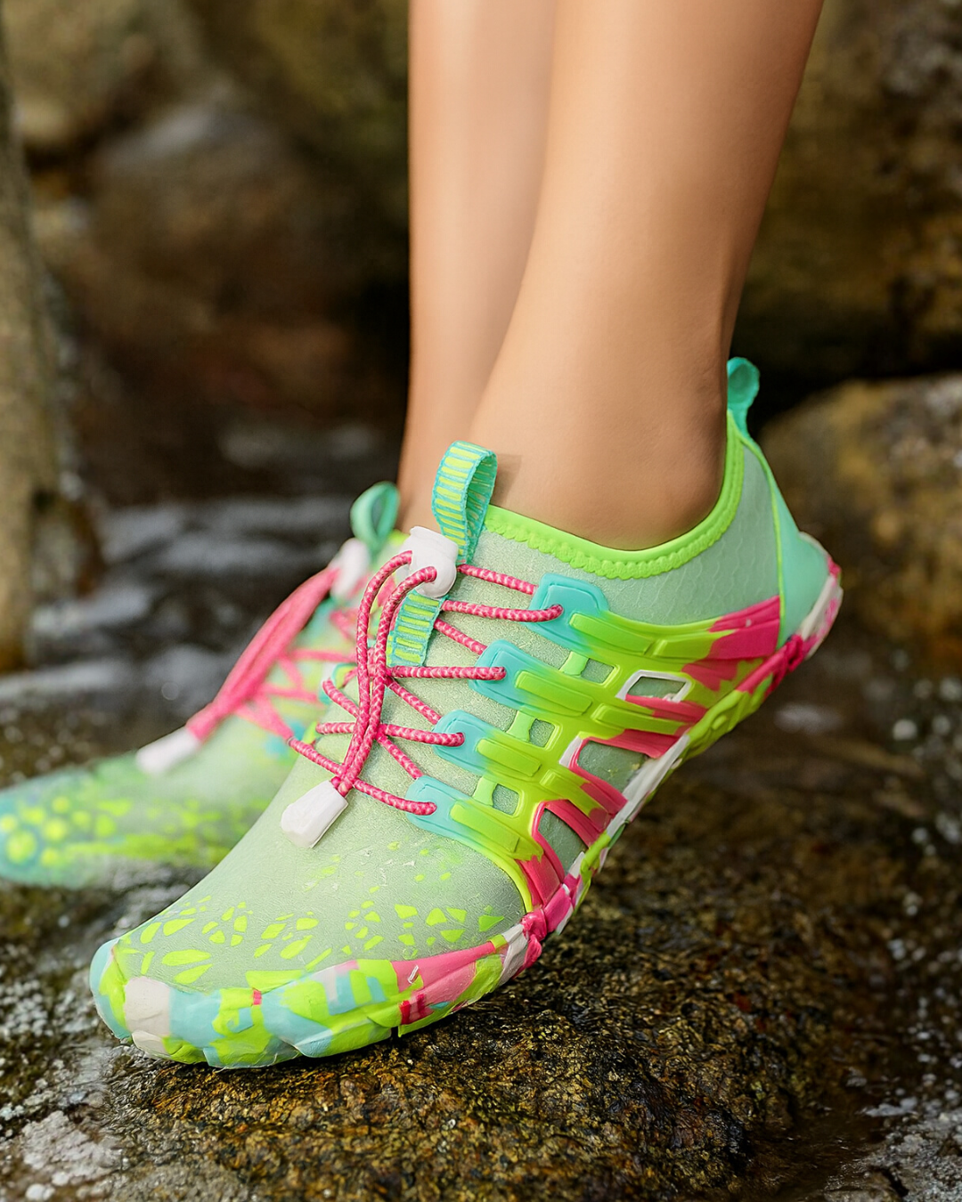 Women’s quick-dry water shoes on a clean background.