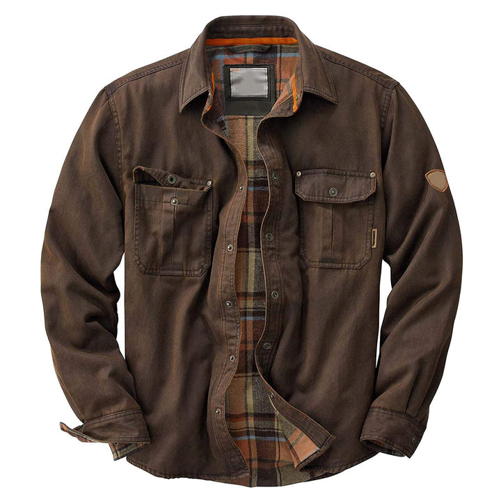 Wolfgang | Men's All-Season Waxed Trucker Jacket - Durable Outerwear — Coffee