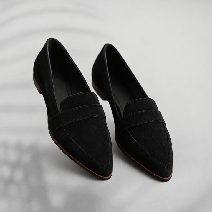 Black elegant shoes white background