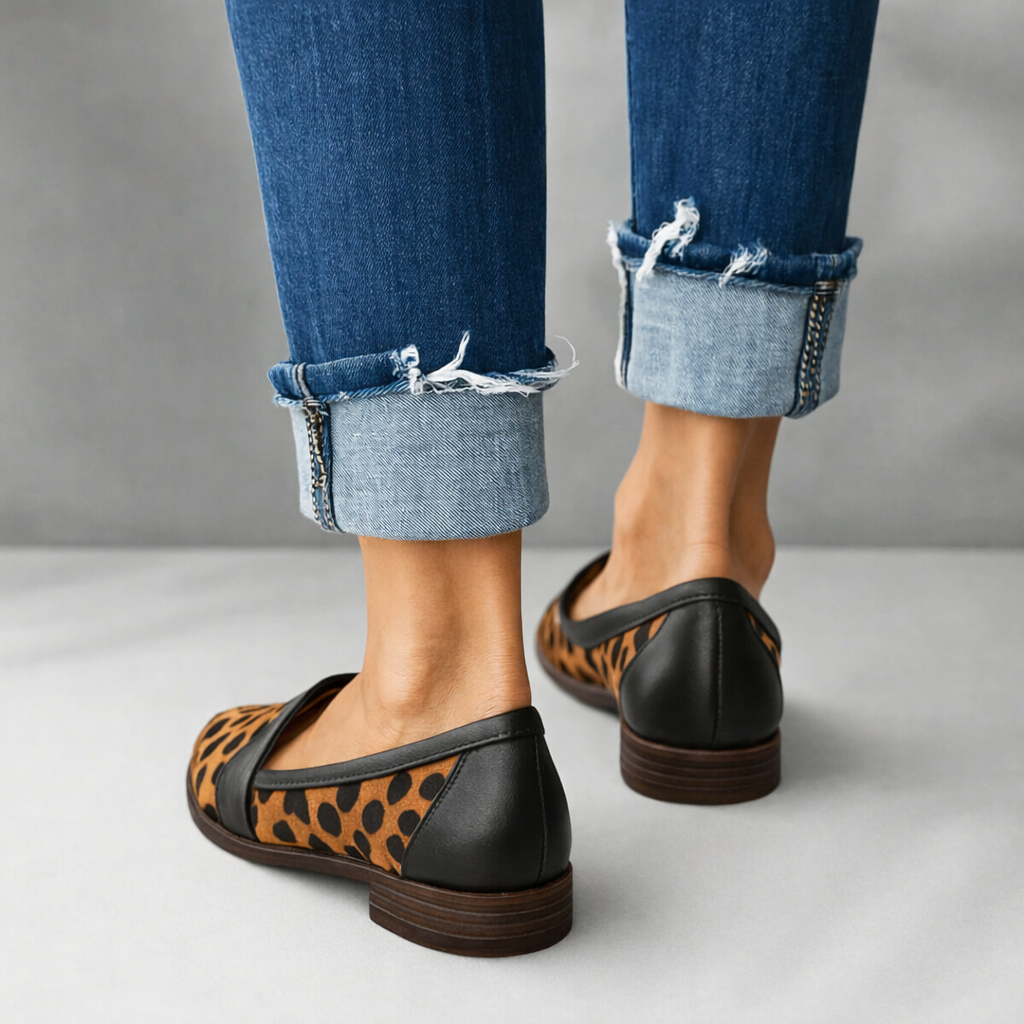 back angle of animal design shoes