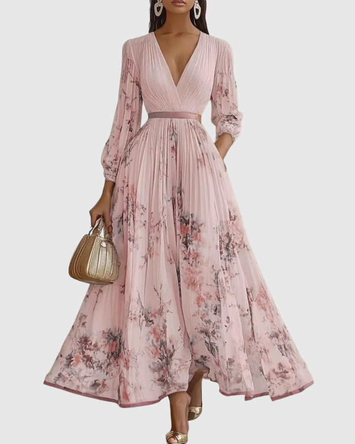 Model standing casually displaying overall outfit structure plain background