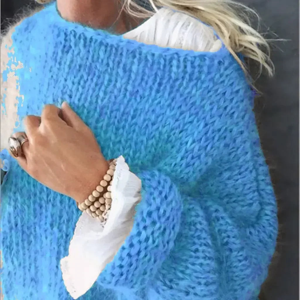 Wynessa | Women's Cozy Soft And Versatile Lightweight Knit Sweater — Blue