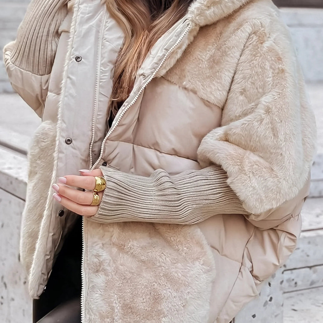Wynnaine | Women's Quilted Faux Fur Hooded Puffer Coat — 1