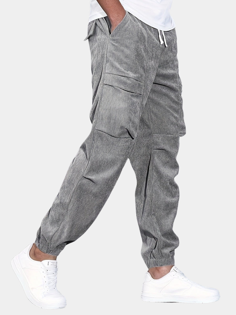 Wynnbelle | Women's High-Waist Wide-Leg Raven Corduroy Cargo Pants Jeans — 1
